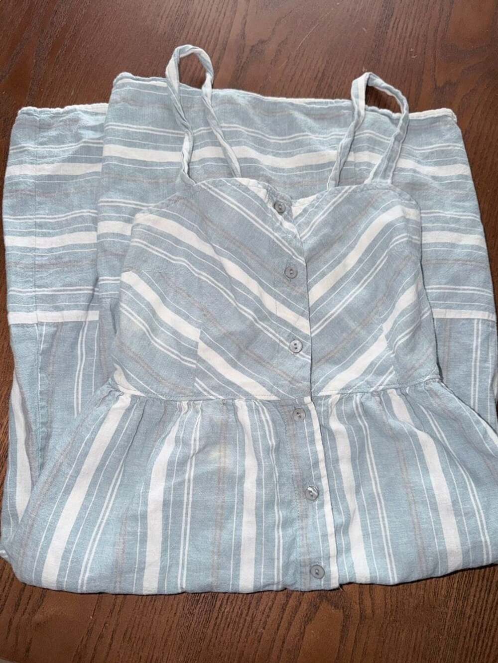Universal Thread Dress Size M Blue Striped Button Front Midi